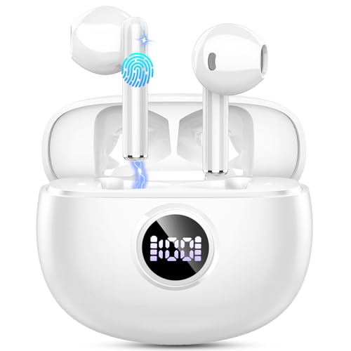 Bluetooth Kopfhörer, Kopfhörer Kabellos Bluetooth 5.3 In Ear Kopfhörer mit 4 ENC Mic, 40H Spielzeit, LED-Anzeige, Wireless Kopfhörer HiFi Stereo Noise Cancelling Earbuds, IP7 Wasserdicht Ohrhörer Weiß Bluetooth Kopfhörer, Kopfhörer Kabellos Bluetooth 5.3 In Ear Kopfhörer mit 4 ENC Mic, 40H Spielzeit, LED-Anzeige, Wireless Kopfhörer HiFi Stereo Noise Cancelling Earbuds, IP7 Wasserdicht Ohrhörer Weiß von Motost
