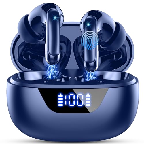 Bluetooth Kopfhörer, Kopfhörer Kabellos Bluetooth 5.3 In Ear mit 4 ENC Mic, 48H HiFi Stereo Kopfhörer Kabellos, LED-Anzeige Wireless Earbud, 3.6g Leicht IP7 Wasserdicht Ohrhörer für Sport Arbeit, blau Bluetooth Kopfhörer, Kopfhörer Kabellos Bluetooth 5.3 In Ear mit 4 ENC Mic, 48H HiFi Stereo Kopfhörer Kabellos, LED-Anzeige Wireless Earbud, 3.6g Leicht IP7 Wasserdicht Ohrhörer für Sport Arbeit, blau von Motost