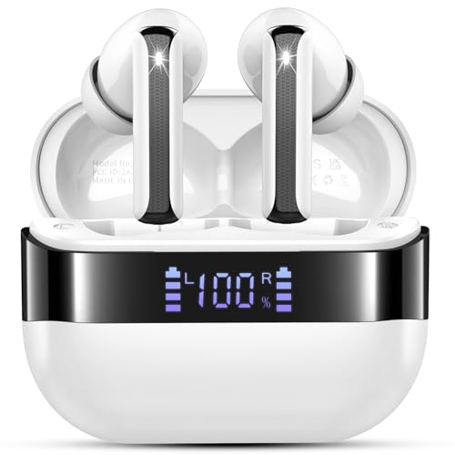 Bluetooth Kopfhörer, Kopfhörer Kabellos Bluetooth 5.4 In Ear Kopfhörer mit 4 ENC Noise Cancelling Mics, 48Std HiFi Stereo Kabellose Kopfhörer mit LED-Anzeige, IP7 Wasserdicht Ohrhörer für Sport, weiß Bluetooth Kopfhörer, Kopfhörer Kabellos Bluetooth 5.4 In Ear Kopfhörer mit 4 ENC Noise Cancelling Mics, 48Std HiFi Stereo Kabellose Kopfhörer mit LED-Anzeige, IP7 Wasserdicht Ohrhörer für Sport, weiß von Motost