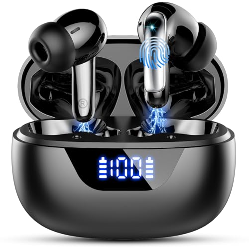 Bluetooth Kopfhörer, Kopfhörer Kabellos Bluetooth 5.4 In Ear mit 4 ENC Mic, 48H HiFi Stereo Kopfhörer Kabellos, LED-Anzeige Wireless Earbud, 3.6g Leicht IP7 Wasserdichte Ohrhörer Sport, USB-C, Schwarz von Motost