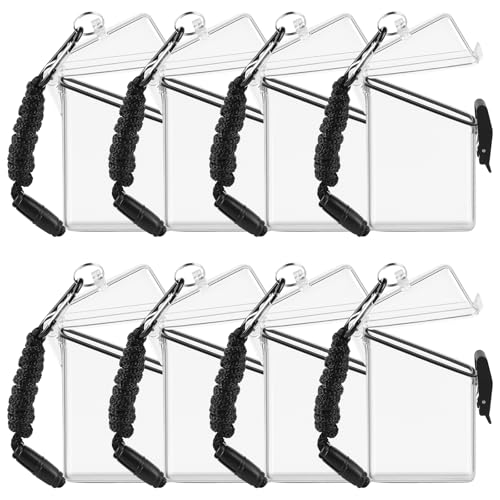 8 Stück wasserdichte Ausweishalter Hülle transparent Ausweishalter wasserdicht Kartenhalter zum Schwimmen mit Schlüsselband und Schlüsselanhänger für Ausweise, Trockenbox (8 Stück, transparent) von Mototo