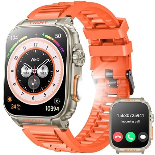 Smartwatch Fitnessuhr Armbanduhr mit Telefonfunktion Sportuhr: 1,91 Zoll Touchscreen Smart Watch Herren mit Pulsmesser Schrittzähler Fitness Tracker Uhr IP68 Wasserdicht Kompatibel iOS und Android von Motsfit