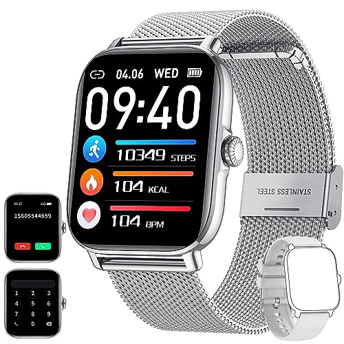 Smartwatch Fitnessuhr mit Telefonfunktion Schrittzähler Schlafmonitor: Smart Watch mit Musiksteuerung SpO2 Pulsuhr 1.85 Zoll Fitness Armbanduhr IP68 Wasserdichte 100+ Sportmodi Uhr für Android iOS von Motsfit