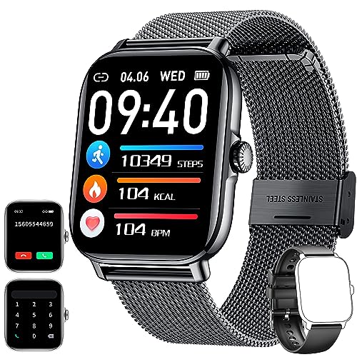 Smartwatch Fitnessuhr mit Telefonfunktion Schrittzähler Schlafmonitor: Smart Watch mit Sport Tracker IP68 Wasserdicht SpO2 Pulsuhr Message Reminder Uhren 100+ Sportmodi Kalorien Uhr für Android iOS von Motsfit