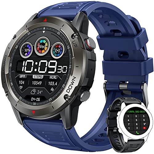 Smartwatch Herren Fitnessuhr mit Sport Uhr - 1.42 Zoll Großes Display Smartwatch Herren mit Telefonfunktion IP68 Wasserdicht Fitness Tracker mit Pulsuhr Schrittzähler Smart Watch für iOS Android von Motsfit