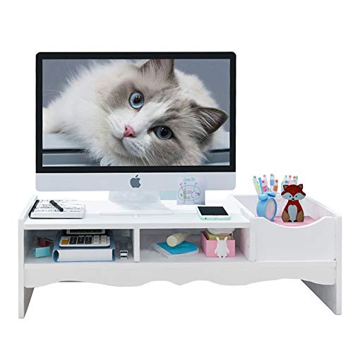 Computer-Monitor-Ständer, Laptop-Erhöhung mit Kabel-Management, Schreibtisch-Regal für TV, Notebook, PC, Desktop-Aufbewahrung von Mott 50