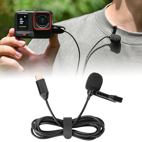 MotuTech Clip-on Lavalier-Mikrofon Typ C für Insta360 X4 / X3/Insta360 One X2/Insta360 One RS/Insta360 One R/OSMO Action 3/DJI Action 2 1,5 m Kabel (für Insta360 Ace/Ace Pro) von MotuTech