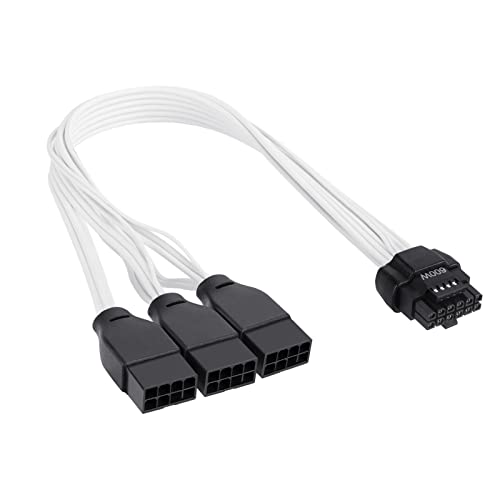 PCI-e 5.0 Verlängerungskabel, 16 Pin (12+4) Stecker auf PCIE 3x8Pin (6+2) Buchse, 12VHPWR 16AWG Kabel, kompatibel für GPU RTX 3090Ti 4070Ti 4080 4090 Grafikkarten-Netzteile L (30 cm) ) (Schwarz) von Motusamare