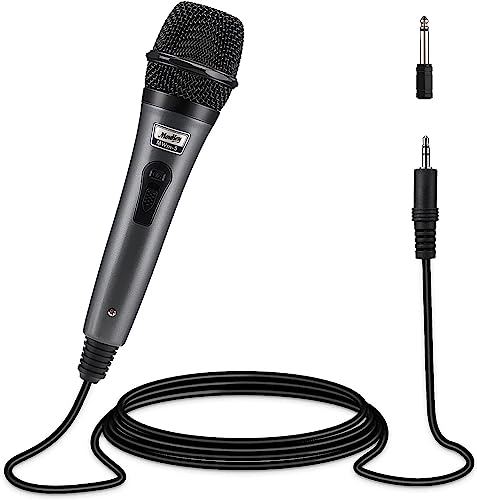 Moukey Dynamisches Mikrofon mit 4M/13ft Kabel, Metall Karaoke Handmikrofon, XLR-Mikrofon für Gesang/Bühne/Party, Kompatibel mit Karaoke Maschine/PA Anlage/Verstärker/Mixer, Grau von Moukey