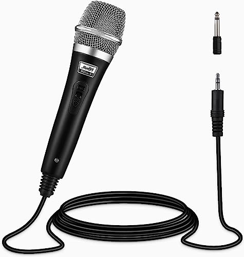 Moukey Dynamisches Mikrofon mit 4M/13ft Kabel, Metall Karaoke Handmikrofon, XLR-Mikrofon für Gesang/Bühne/Party, Kompatibel mit Karaoke Maschine/PA Anlage/Verstärker/Mixer, Schwarz von Moukey