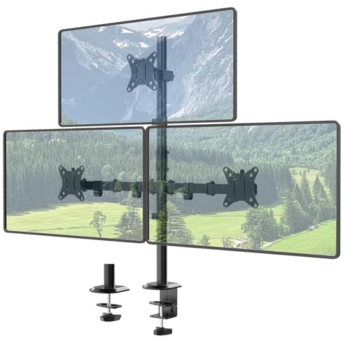 Monitor Halterung 3 Monitore für 17-35 Zoll Bildschirme, 80 cm Extra Hoher Triple Monitor Halterung, Voll Einstellbarer Monitorständer, 10 kg Tragkraft pro Arm von IMtKotW
