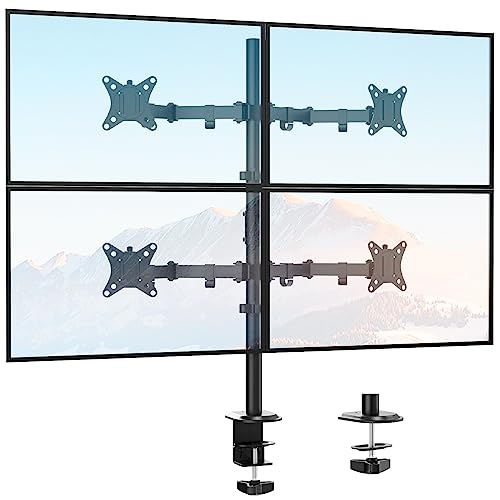 IMtKotW Monitor Tischhalterung 4 Monitore für 17"-32" Bildschirme, Superlange Stange Monitor Halterung Neigbar Schwenkbar und höhenverstellbar Monitorhalterung Stütze 9 kg pro Arm, VESA 75/100 mm von IMtKotW