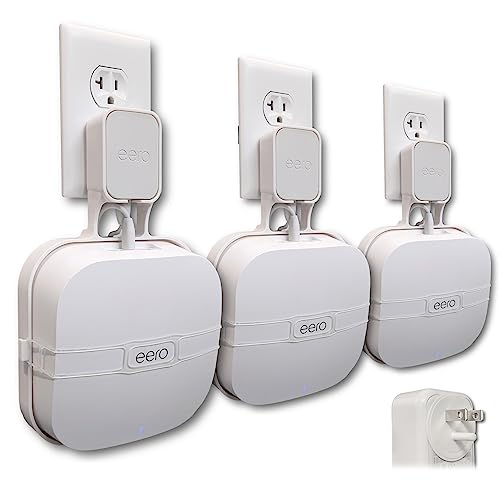 Der eero Genie Pro für New eero 6 PRO Wandhalterungsständer (3er-Pack),niedrigstes Profil,offener Zugriff,mehrere Installationsoptionen,verstärkte Unterstützung,horizontale Ausgänge,Designsieger von Mount Genie