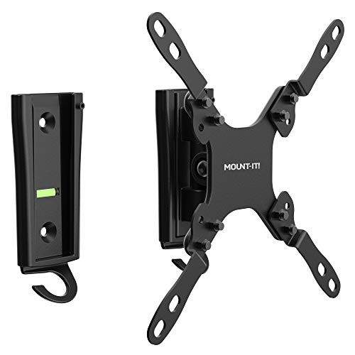 MOUNT-IT! Wohnmobil-TV-Halterung für Flachbildschirme | 33 - 68 cm (13 - 27 Zoll) | 15 kg Kapazität | Innen- und Außenbereich | schwenkbar, neigbar, verstellbar, 100 x 100, 200 x 200 (mattes Schwarz) von Mount-It!