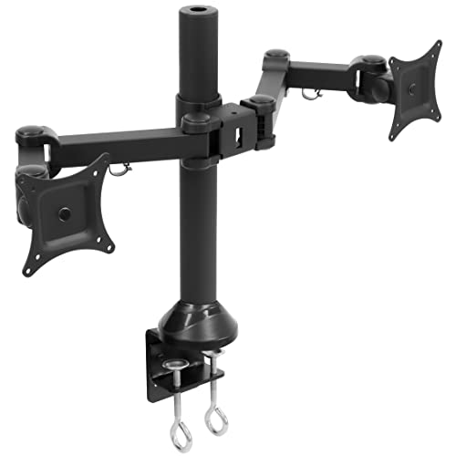 Mount-It Dual Monitorhalterung | Doppel-Monitorständer | Passend für 2 Computer-Bildschirme 48,3 cm (19 20 21 22 23 24 27 Zoll) | C-Klemme und Tüllenfuß | Schwerlast-Arme | VESA 75 100 kompatibel von Mount-It!