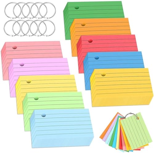 1000 Stücke Karteikarten A8, 10 Farben Flashcards Vokabelkarten Karteikarten Liniert Bunt Lernkarten Beschriftbar mit 10 Binderinge und 5 Trennblätter für Schulsachen Büro Zuhause Lernen Notizen 1000 Stücke Karteikarten A8, 10 Farben Flashcards Vokabelkarten Karteikarten Liniert Bunt Lernkarten Beschriftbar mit 10 Binderinge und 5 Trennblätter für Schulsachen Büro Zuhause Lernen Notizen von Mount Kumgang