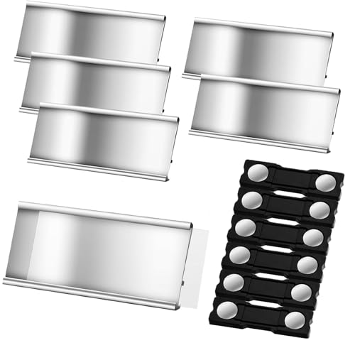 6 Stück Namensschilder für Kleidung Magnet,Aluminium Namensschilder mit Starkem Doppelmagnet,Professionell Magnet Namensschild mit Papierschlitz,70x 22 mm(Silber) von Mount Kumgang