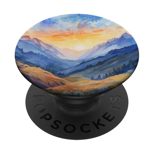 Aquarell Berge Landschaft PopSockets Klebender PopGrip von Mountain Landscapes Forest
