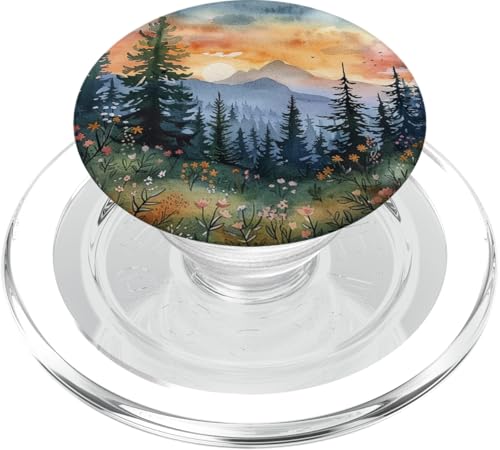 Aquarell Berglandschaft Wald Kiefer Natur PopSockets PopGrip für MagSafe von Mountain Landscapes Forest