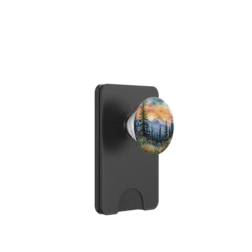 Aquarell Berglandschaft Wald Kiefer Natur PopSockets PopWallet für MagSafe von Mountain Landscapes Forest