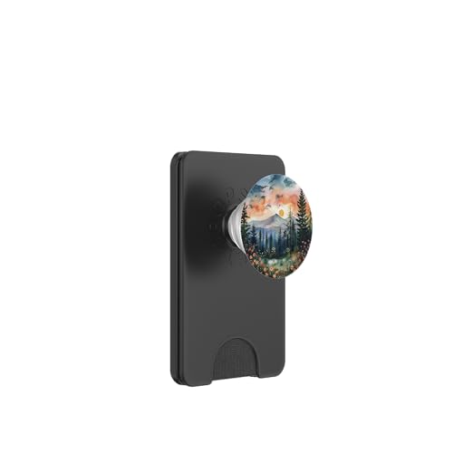Aquarell Berglandschaft Wald Kiefer Natur PopSockets PopWallet für MagSafe von Mountain Landscapes Forest