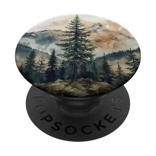 Berg & Kiefer Aquarell Landschaft PopSockets Klebender PopGrip von Mountain Landscapes Forest