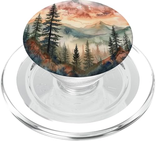 Berg & Kiefer Aquarell Landschaft PopSockets PopGrip für MagSafe von Mountain Landscapes Forest