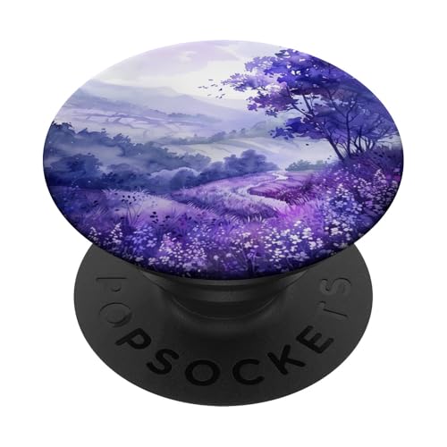 Blumenfeld Natur Bäume Lila PopSockets Klebender PopGrip von Mountain Landscapes Forest