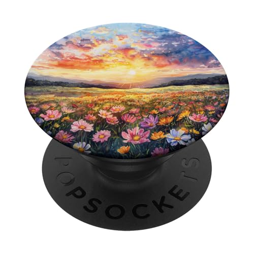 Buntes Blumenfeld Natur Landschaft Aquarell PopSockets Klebender PopGrip von Mountain Landscapes Forest