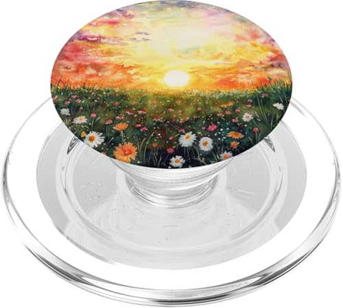 Buntes Blumenfeld Natur Landschaft Aquarell PopSockets PopGrip für MagSafe von Mountain Landscapes Forest