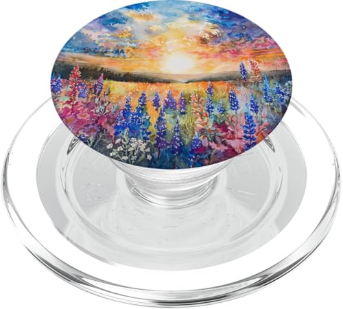 Buntes Blumenfeld Natur Landschaft Aquarell PopSockets PopGrip für MagSafe von Mountain Landscapes Forest
