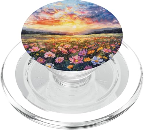 Buntes Blumenfeld Natur Landschaft Aquarell PopSockets PopGrip für MagSafe von Mountain Landscapes Forest