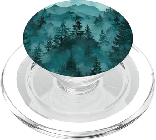 Kiefer Bergszene Blaugrün Wald Muster PopSockets PopGrip für MagSafe von Mountain Landscapes Forest