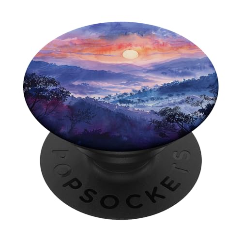 Sonnenuntergang Berge Landschaft Natur Kiefer Wald PopSockets Klebender PopGrip von Mountain Landscapes Forest