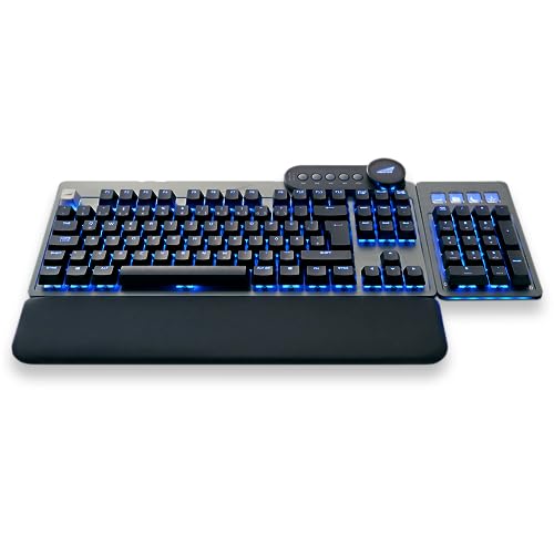 Mountain Everest Max (ISO-Layout) - anpassbare High-End mechanische Gaming-Tastatur mit Media-Dock, Display Keys, RGB-Beleuchtung hot-swapable Cherry MX Switches und modularem Numpad. von Mountain