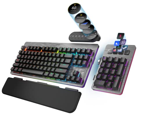 Mountain Everest Max (ISO-Layout) - anpassbare High-End mechanische Gaming-Tastatur mit Media-Dock, Display Keys, RGB-Beleuchtung hot-swapable Cherry MX Switches und modularem Numpad. von Mountain