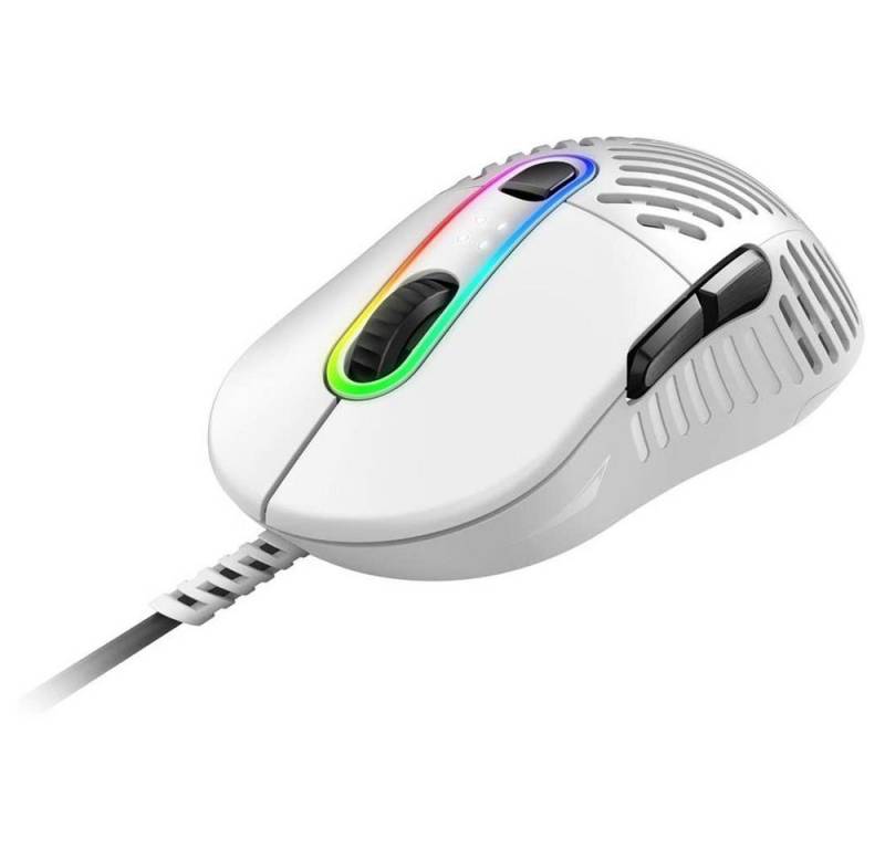 Mountain Makalu 67 Gaming-Maus Maus (Rippen-Design 19000 dpi PixArt PAW3370 Sensor Computermaus weiß) von Mountain