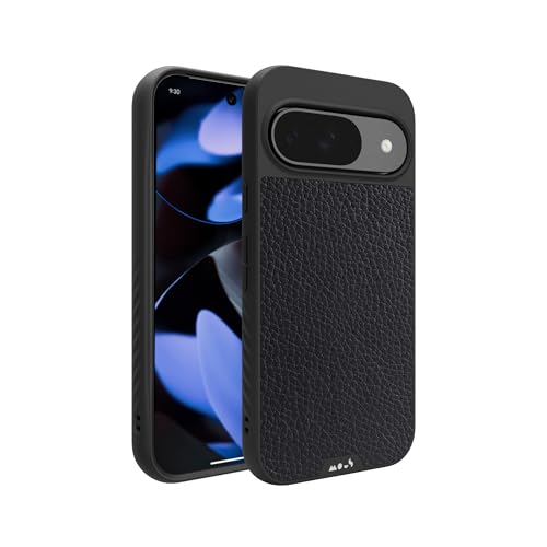 Mous Hülle für Google Pixel 9 MagSafe Kompatibel Case - Limitless 5.0 - Schwarzes Leder - Handyhülle Pixel 9 - Schutzhuelle von Mous
