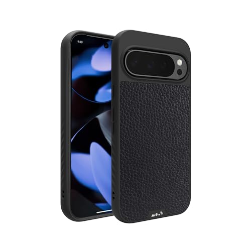 Mous Hülle für Google Pixel 9 Pro MagSafe Kompatibel Case - Limitless 5.0 - Schwarzes Leder - Handyhülle Pixel 9 Pro - Schutzhuelle von Mous