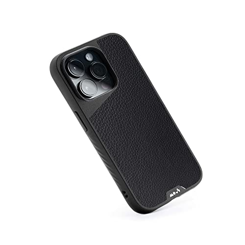 Mous - Hülle für iPhone 14 Pro - Schwarzes Leder - Limitless 5.0 - Handyhülle iPhone 14 Pro MagSafe-Kompatibel Case - Schutzhuelle von Mous