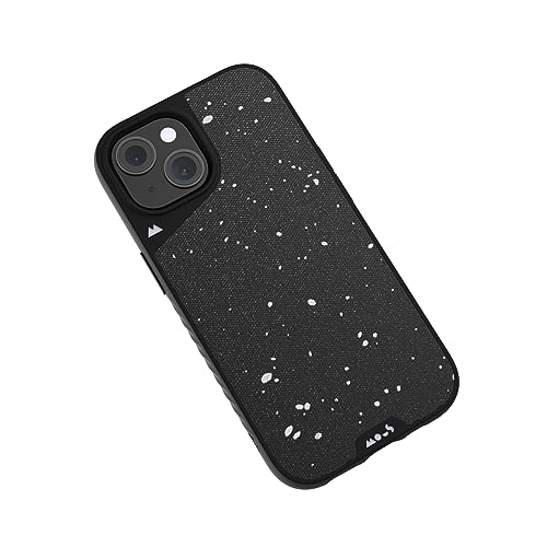 Mous Hülle für iPhone 15 Plus MagSafe Kompatibel Case - Limitless 5.0 - Gesprenkelter schwarzer Stoff - Handyhülle iPhone 15 Plus Case - Schutzhuelle von Mous