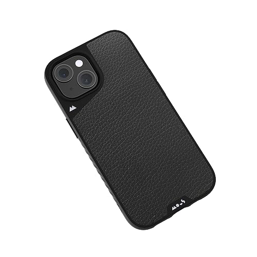 Mous Hülle für iPhone 15 Plus MagSafe Kompatibel Case - Limitless 5.0 - Schwarzes Leder - Handyhülle iPhone 15 Plus Case - Schutzhuelle von Mous