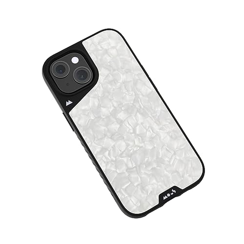Mous Hülle für iPhone 15 Plus MagSafe Kompatibel Case - Limitless 5.0 - Weiße Acetat - Handyhülle iPhone 15 Plus Case - Schutzhuelle von Mous