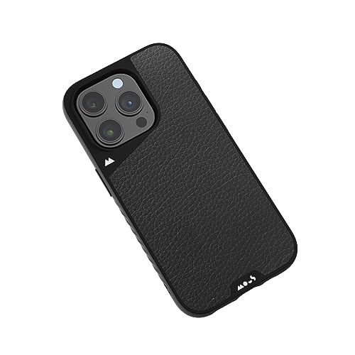 Mous Hülle für iPhone 15 Pro MagSafe Kompatibel Case - Limitless 5.0 - Schwarzes Leder - Handyhülle iPhone 15 Pro Case - Schutzhuelle von Mous