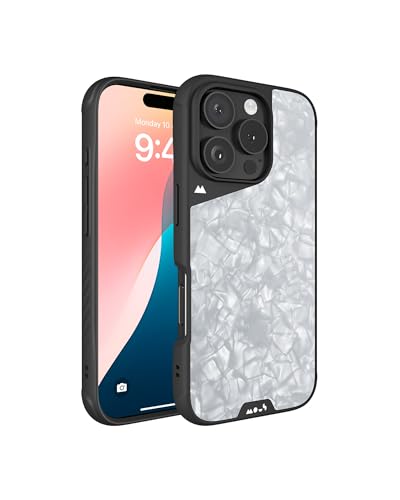 Mous Hülle für iPhone 16 Pro Max MagSafe Kompatibel Case - Limitless 6.0 - Silberne Perle - Stoßfeste Handyhülle von Mous