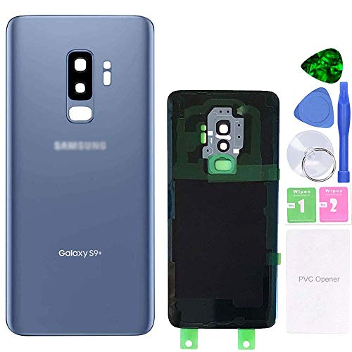 MovTEK Akkudeckel Backcover Rückseite Glas Original Ersatz für Samsung Galaxy S9 Plus G965F S9+ Blau (Coral Blue) Reparatur Set mit Kleber Kameraglas von MovTEK
