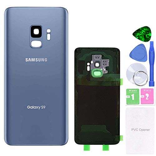 MovTEK Akkufachdeckel Akkudeckel Rückseite Glas für Original Samsung Galaxy S9 G960 Serie Blau Backcover Batterieabdeckung Reparatur-Set (Coral Blue) von MovTEK