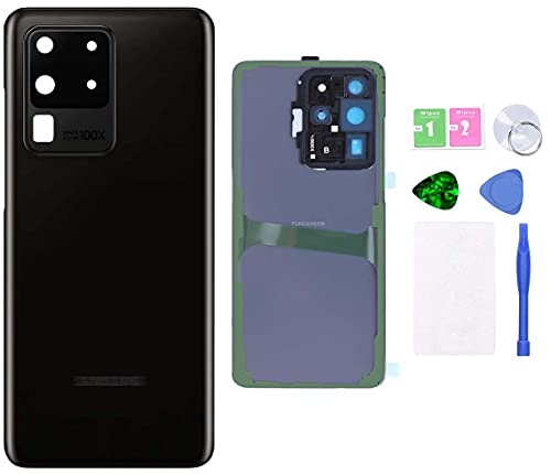 MovTEK Backcover Akkudeckel Original kompatibel mit Samsung S20 Ultra 5G G988B Rückseite Glas Reparatur Set inkl. Kameraglas und Kleber Werkzeug -Schwarz(Cosmic Black) von MovTEK
