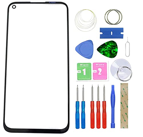 MovTEK Display Glas Frontglas Reparatur Set Original kompatibel mit Huawei P40 Lite 6.4" inkl. Werkzeugsatz -Schwarz (Midnight Black) von MovTEK