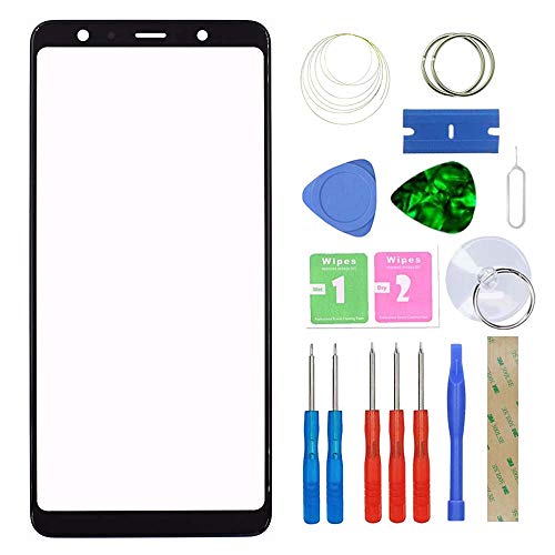 MovTEK Display Reparatur Set Frontglas Ersatz für Samsung Galaxy A7 A750F 2018 Original Front Glas Displayglas mit Werkzeug und Kleber (Schwarz) von MovTEK